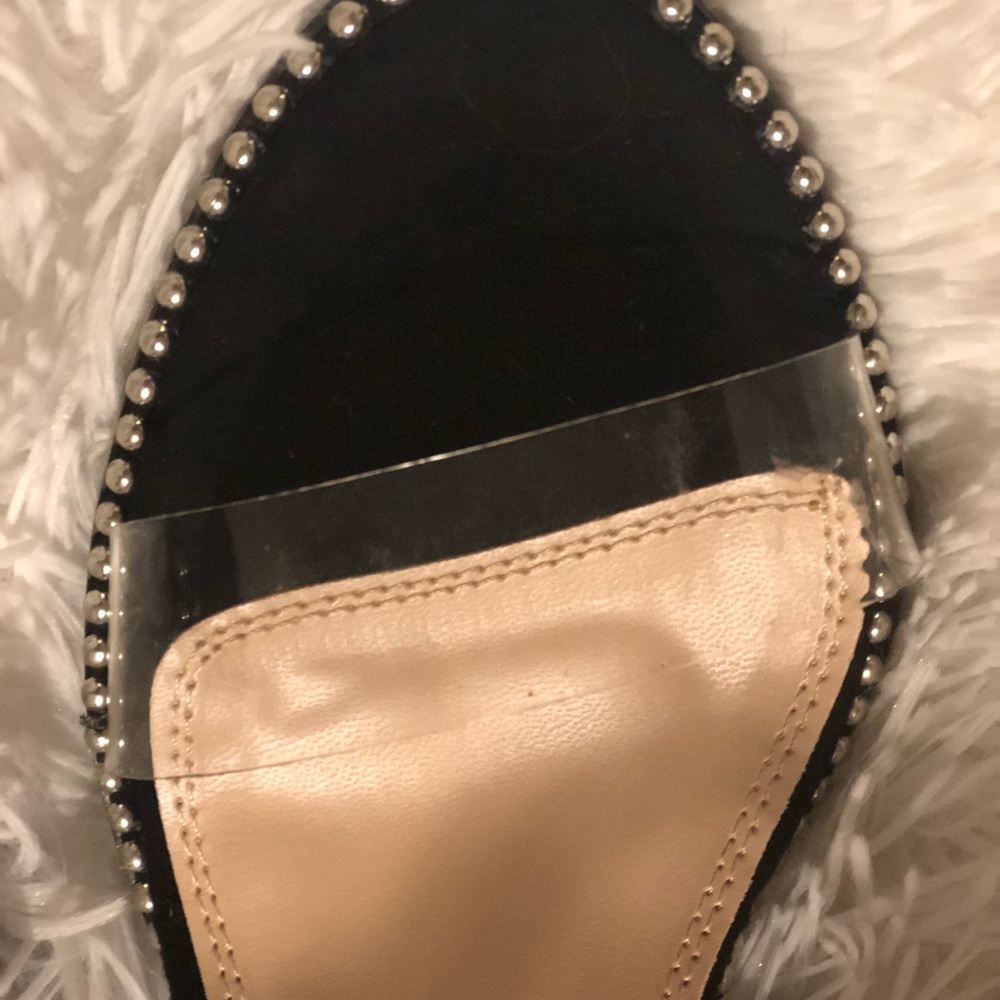 Liliana black see through strap heels